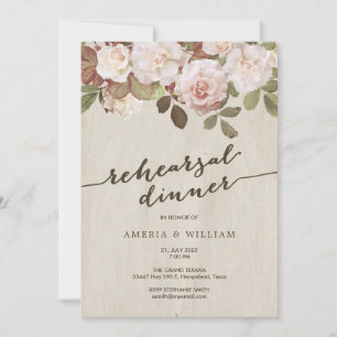 Dîner de répétition Rose vintage Invitation