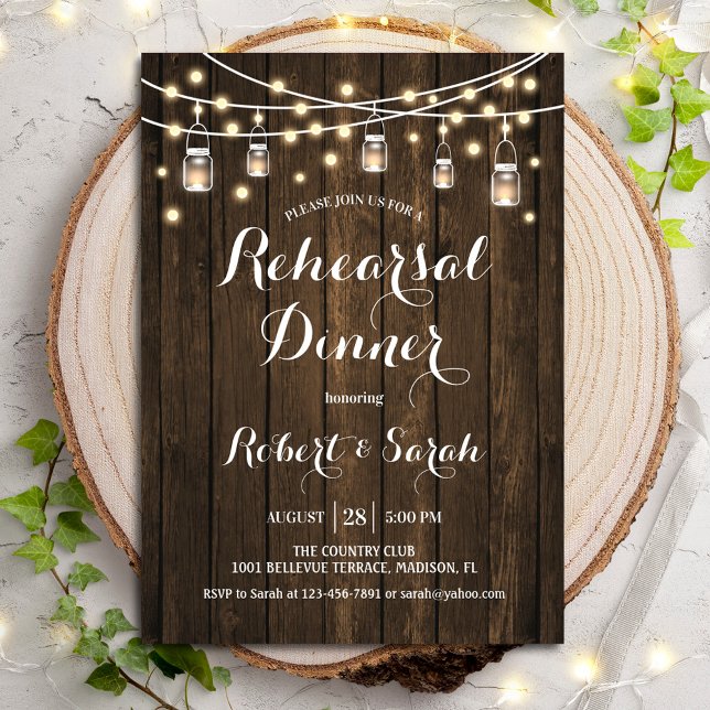 Dîner de répétition - Rustic Wood Invitation (Créateur téléchargé)