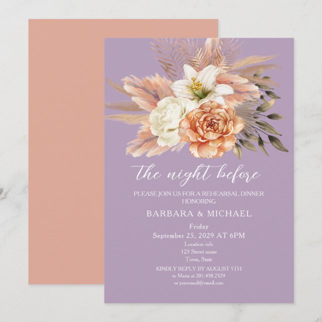 Dîner de répétition rustique Invitation (Devant / Derrière)