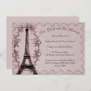 Dîner de répétition Tour Eiffel rose Invitation