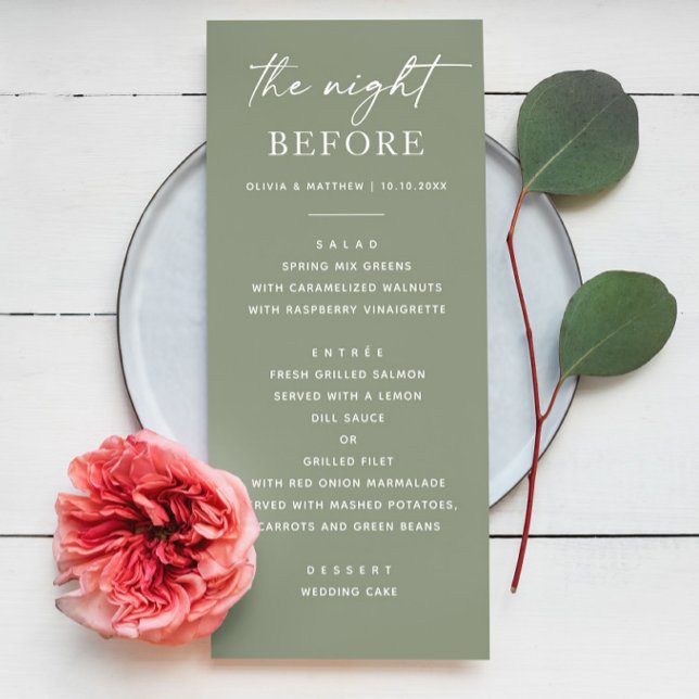 Dîner De Répétition Vert Sage. Nuit avant Modèle (Créateur téléchargé)