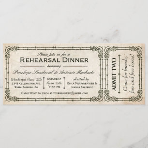 Dîner de répétition vintage Invitations de billets
