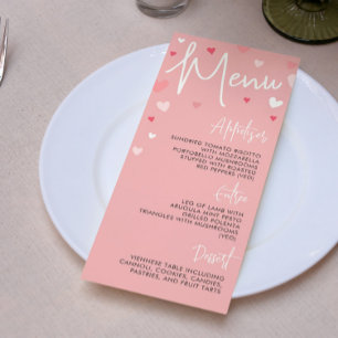 Dîner de Saint Valentin rose ou menu Mariage