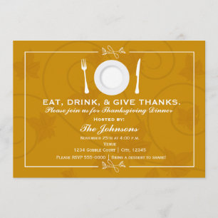 Dîner de Thanksgiving Automne Invitation