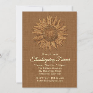 Dîner de Thanksgiving de tournesol Invitation