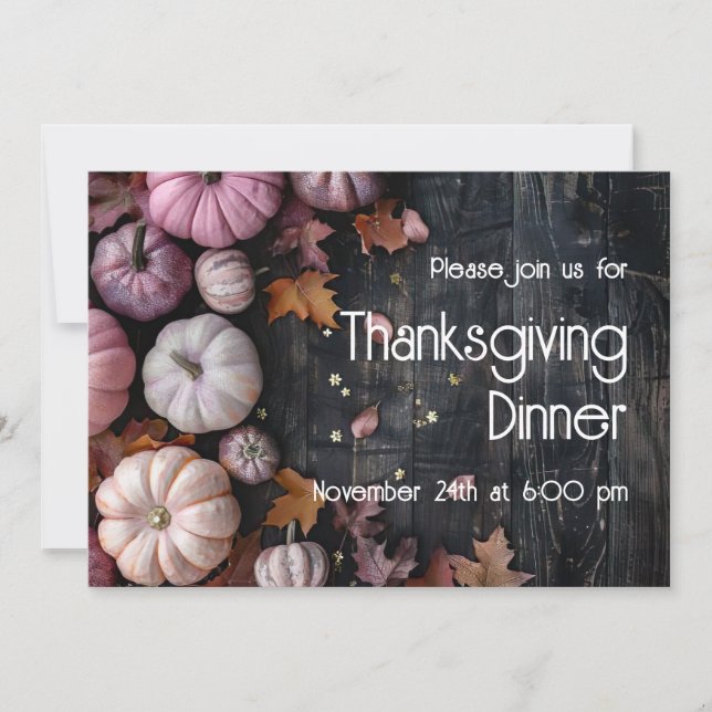 Dîner de Thanksgiving Invitation Rustique Citrouil (Devant)