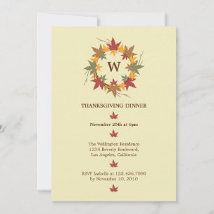 Dîner de Thanksgiving Wreath Invitation