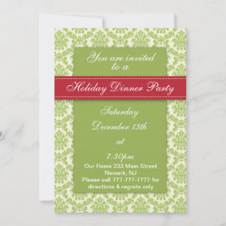 Dîner de vacances Classy Damask Design Invitations