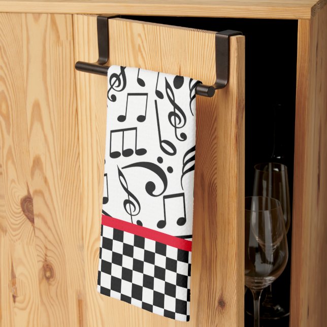 Diner des années 50 Musical Notes serviette de cui (Pliage en tiers)