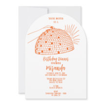 Dîner Disco Ball Invitation Orange