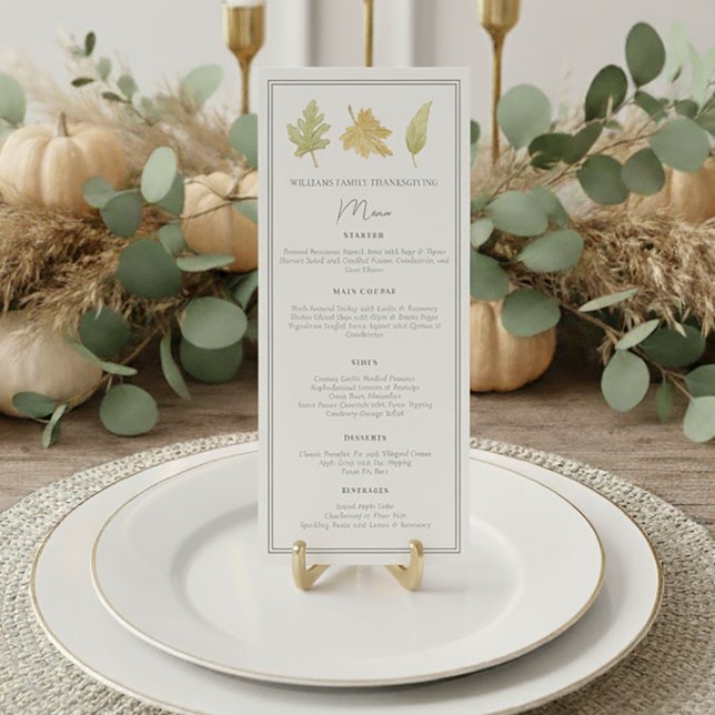 Dîner élégant de Thanksgiving Menu de feuilles d'a (Créateur téléchargé)