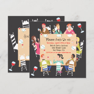 Diner fêtes Invitation avec table et amis