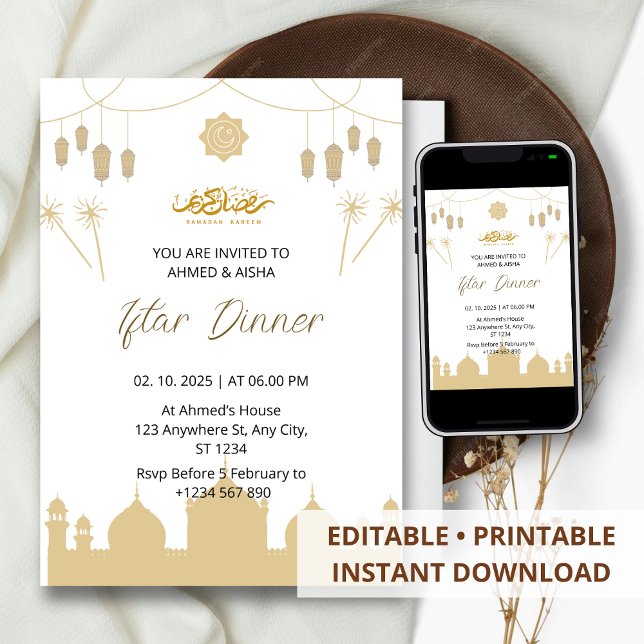 Dîner Iftar invitation ramadan avec lentern (Créateur téléchargé)