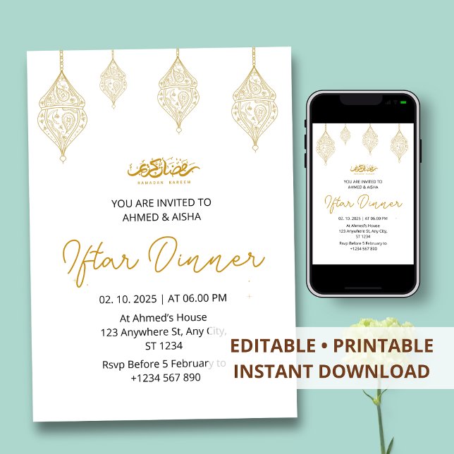 Dîner Iftar invitation ramadan avec lentern (Créateur téléchargé)