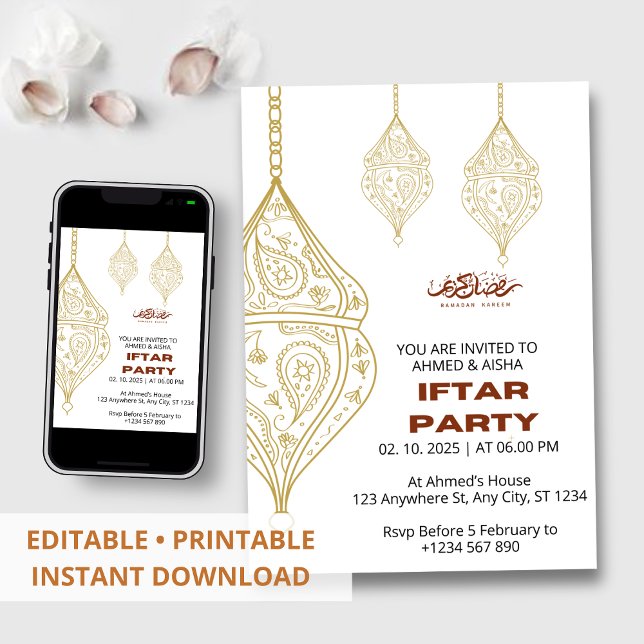 Dîner Iftar invitation ramadan avec lentern (Créateur téléchargé)
