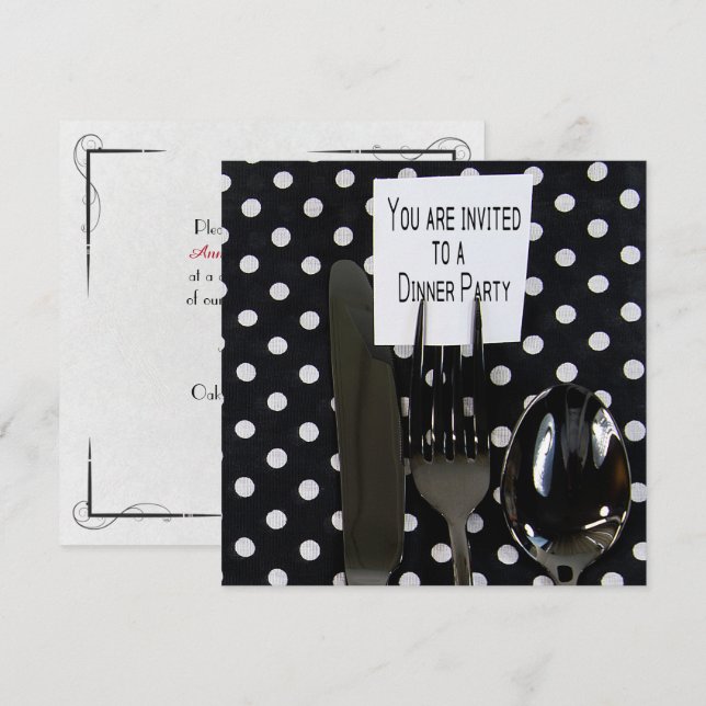 dîner invitation sur argenterie noire (Devant / Derrière)