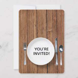 Dîner Invitation Sur Bois De Chêne