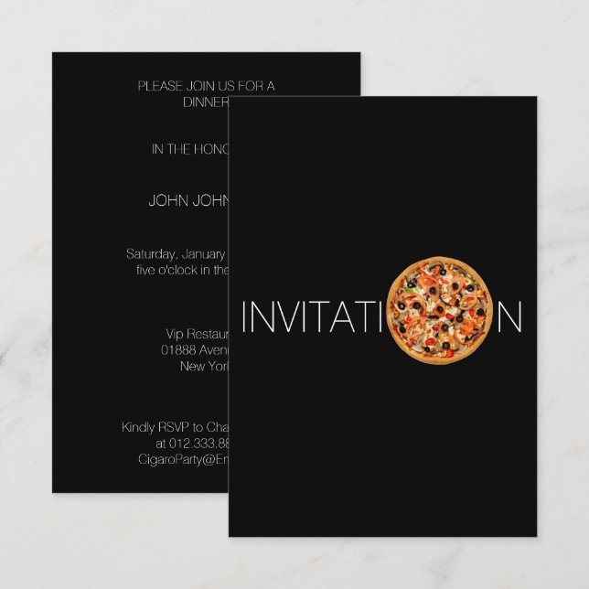 Dîner italien personnalisé Pizza Invitation (Devant / Derrière)