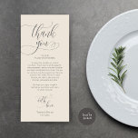 Dîner Lieu Cadre Merci, Carte Script moderne<br><div class="desc">Partagez l'amour et montrez votre appréciation à vos invités, quand ils s'assoient à leur siège et lisent cette carte de remerciement personnalisée et charmante. C'est une façon merveilleuse de commencer votre fête spéciale ! Cette carte vous donnera le ton pour un événement inoubliable. Le carte de remerciements est décoré dans...</div>