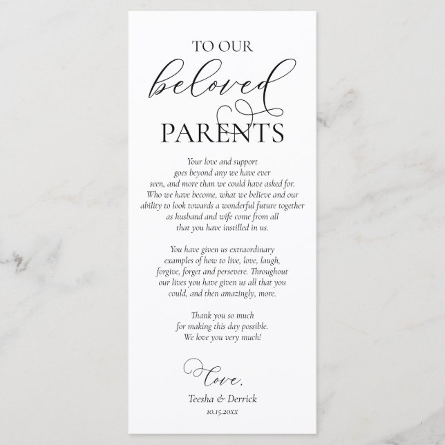 Diner Lieu Partir Merci Carte de calligraphie (Devant)