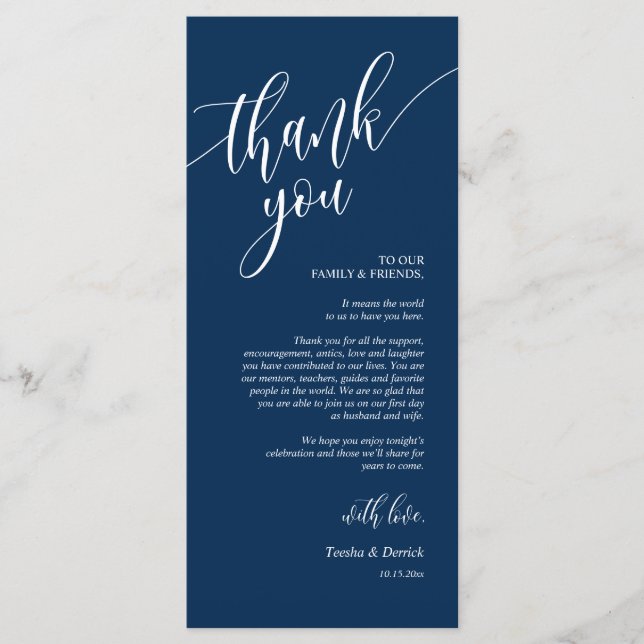 Dîner Lieu Réglage des cartes de Merci (Devant)