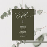 Dîner mariage, Carte de siège moderne<br><div class="desc">Dîner mariage Table d'hôtes Carte de tableau,  Classique moderne romantique calligraphie Olive Vert vert thème. Customisez le texte et / ou retirez et remplissez avec votre mariage la couleur correspondante.</div>