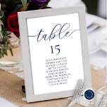Dîner mariage, Carte de siège romantique, bleu mar<br><div class="desc">Dîner mariage Table d'hôtes Carte de tableau,  Moderne Romance thème bleu marine. Customisez le texte et / ou retirez et remplissez avec votre thème de mariage.</div>