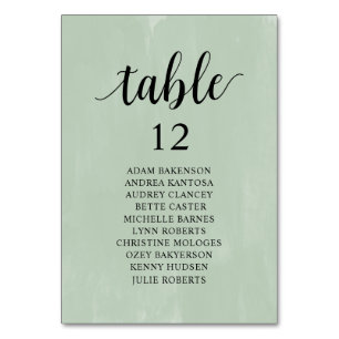 Dîner mariage, Carte de sièges verdoyants