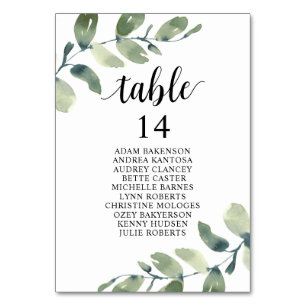 Dîner mariage, Eucalyptus Invités Carte de siège