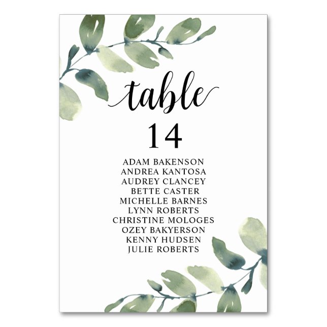 Dîner mariage, Eucalyptus Invités Carte de siège (Dos)