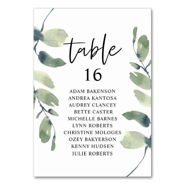 Dîner mariage, Eucalyptus Invités Carte de siège (Par défaut)