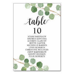 Dîner mariage, Eucalyptus Invités Carte de siège