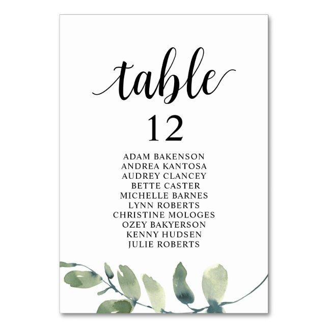 Dîner mariage, Eucalyptus Invités Carte de siège (Par défaut)