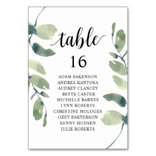Dîner mariage, Eucalyptus Invités Carte de siège