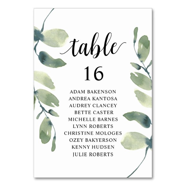Dîner mariage, Eucalyptus Invités Carte de siège (Par défaut)