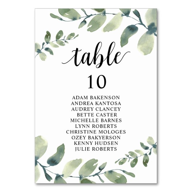 Dîner mariage, Eucalyptus Invités Carte de siège (Par défaut)