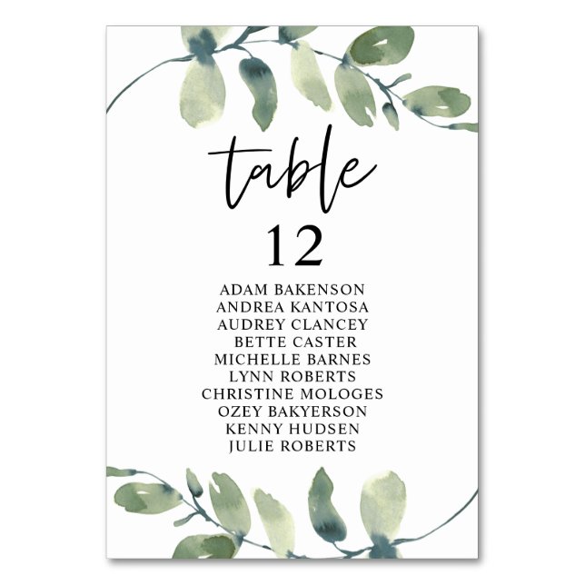 Dîner mariage, Eucalyptus Invités Sièges Carte Ta (Par défaut)