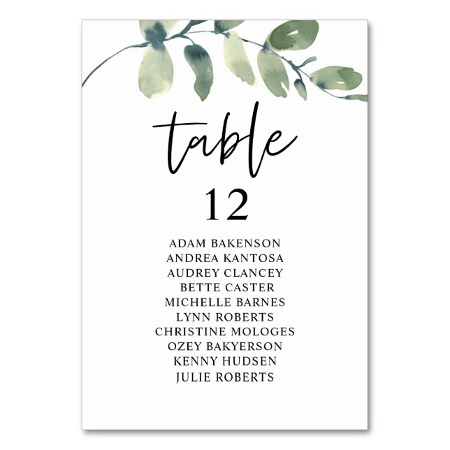 Dîner mariage, Eucalyptus Invités Sièges Carte Ta (Par défaut)