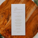 Dîner Mariage Gold Delicate Menu<br><div class="desc">Cette carte délicate de dîner mariage doré est parfaite pour un mariage moderne. Le design minimaliste romantique présente une belle et élégante typographie de champagne jaune doré sur un arrière - plan blanc au look épuré et simple. Ce menu peut être utilisé pour une réception de mariage, un dîner de...</div>