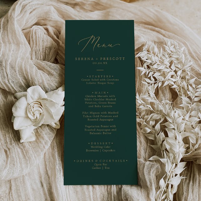 Dîner Mariage Gold et Green Delicate Menu (Créateur téléchargé)
