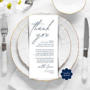 Dîner Mariage moderne Cadre Carte de remerciements