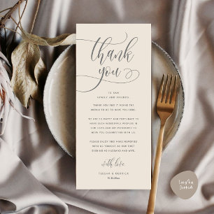 Dîner Mariage moderne Cadre Carte de remerciements