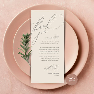 Dîner Mariage moderne Cadre Carte de remerciements
