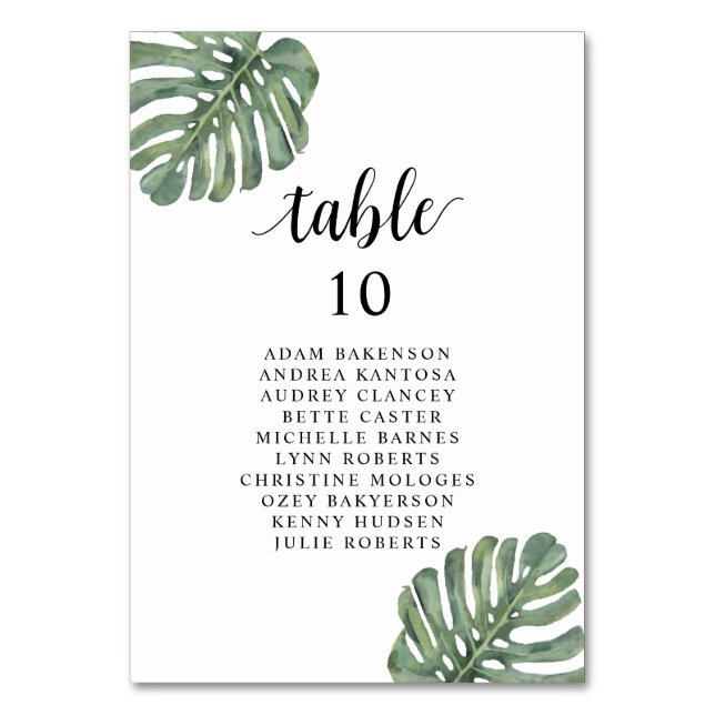 Dîner mariage, Monstera Invités Carte de siège (Par défaut)