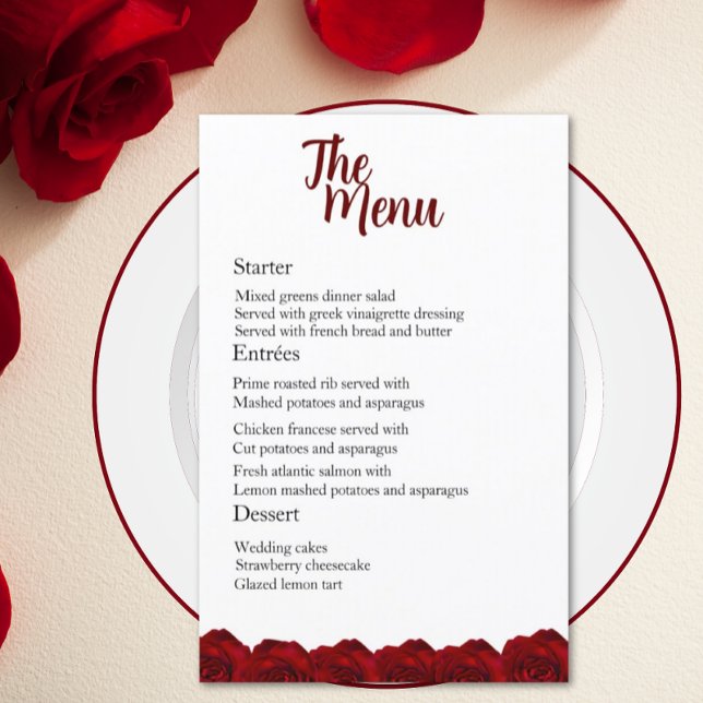 Dîner Mariage Rouge Enchantant Menu (Créateur téléchargé)