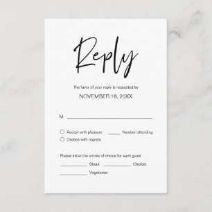 Dîner mariage RSVP, options de repas Carte de boît