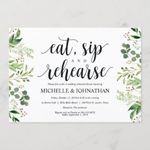 Dîner-Mariage rustique vert Invitations