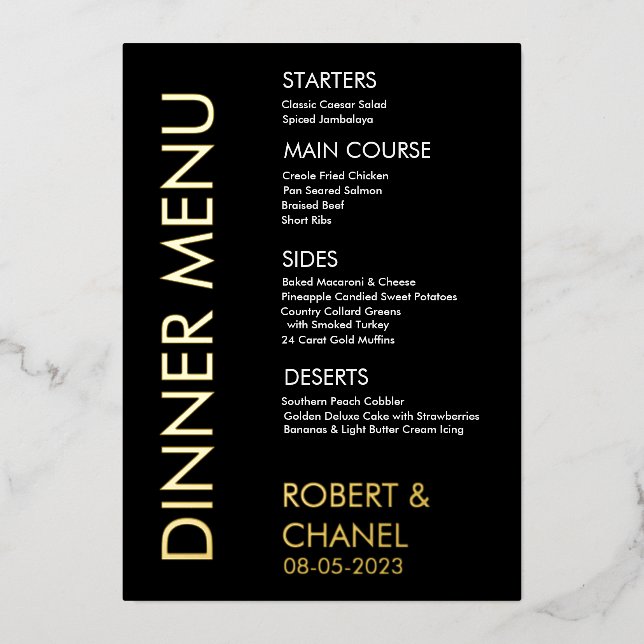 Dîner Menu Foil Invitation (Recto)