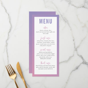 DÎNER MENU moderne étoile violet rose sombre dégra