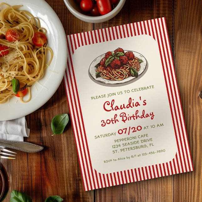 Dîner Pâtes Italien Anniversaire Invitation (Créateur téléchargé)